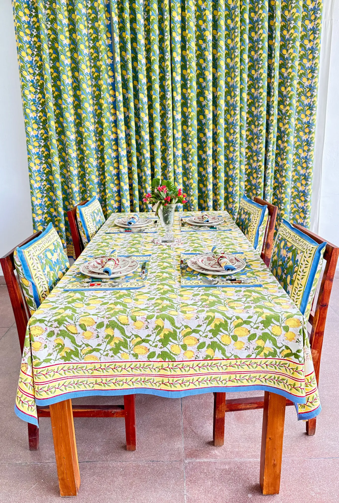 hand-block printed table cloths